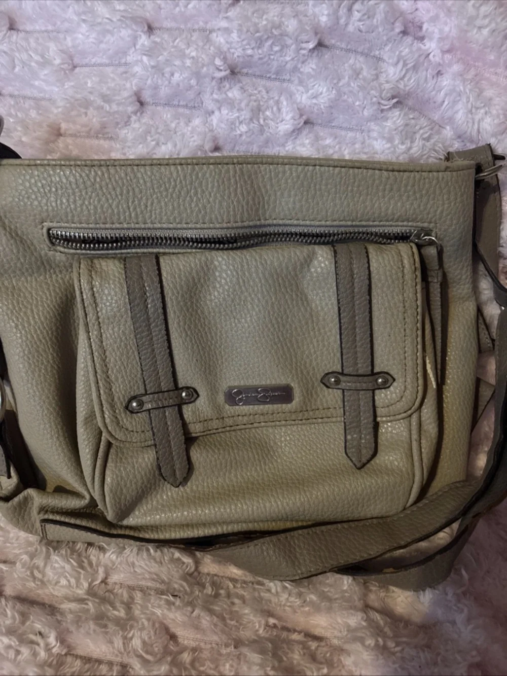 Jessica Simpson Taupe Crossbody Bag - Taupe with Dark Taupe Trim